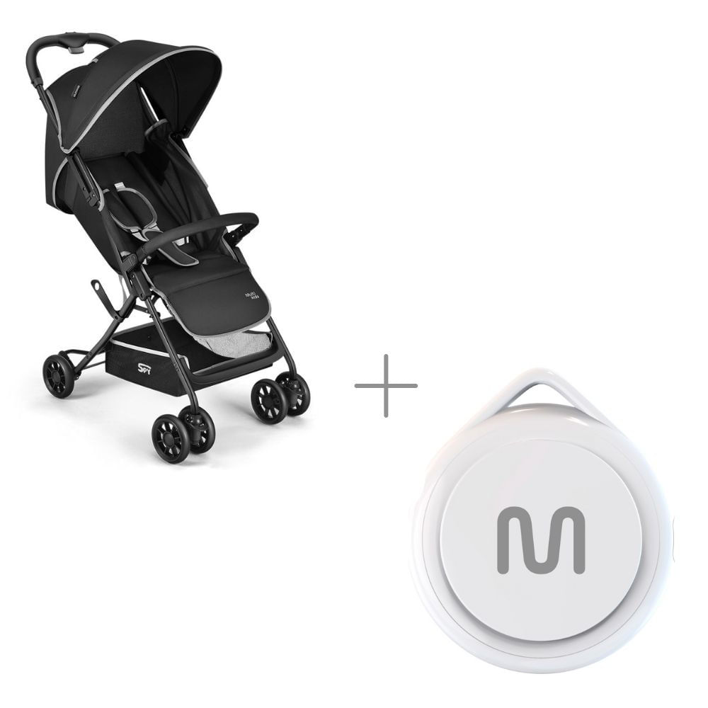 Kit Carrinho De Bebê Compacto Multikids Spy 0-15kg + Rastreador Bluetooth Multi Mtag - Bb4241k