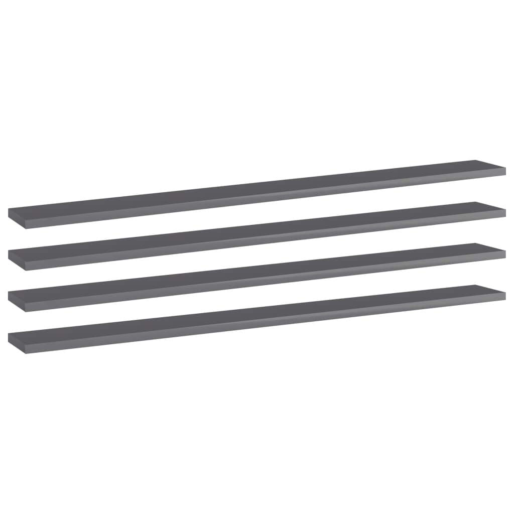 Estantes De Livros Vidaxl Buranifusion High Gloss Grey 100x10x1.5cm