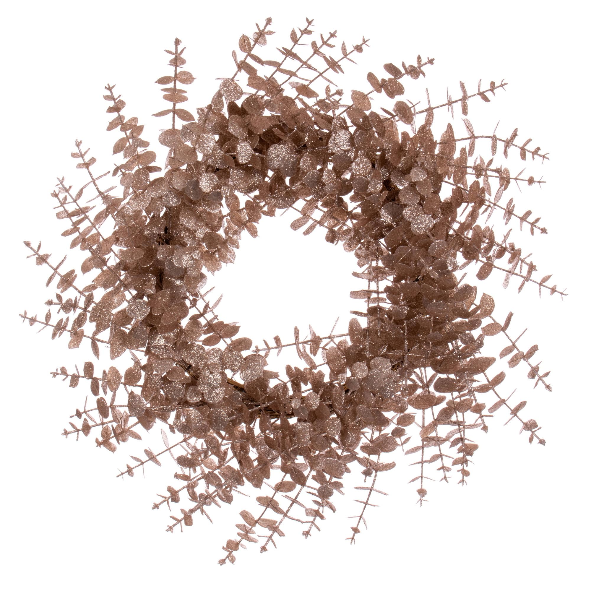 Corona Artificial De Eucalipto Con Brillantina Vickerman 24" Cafe Latte