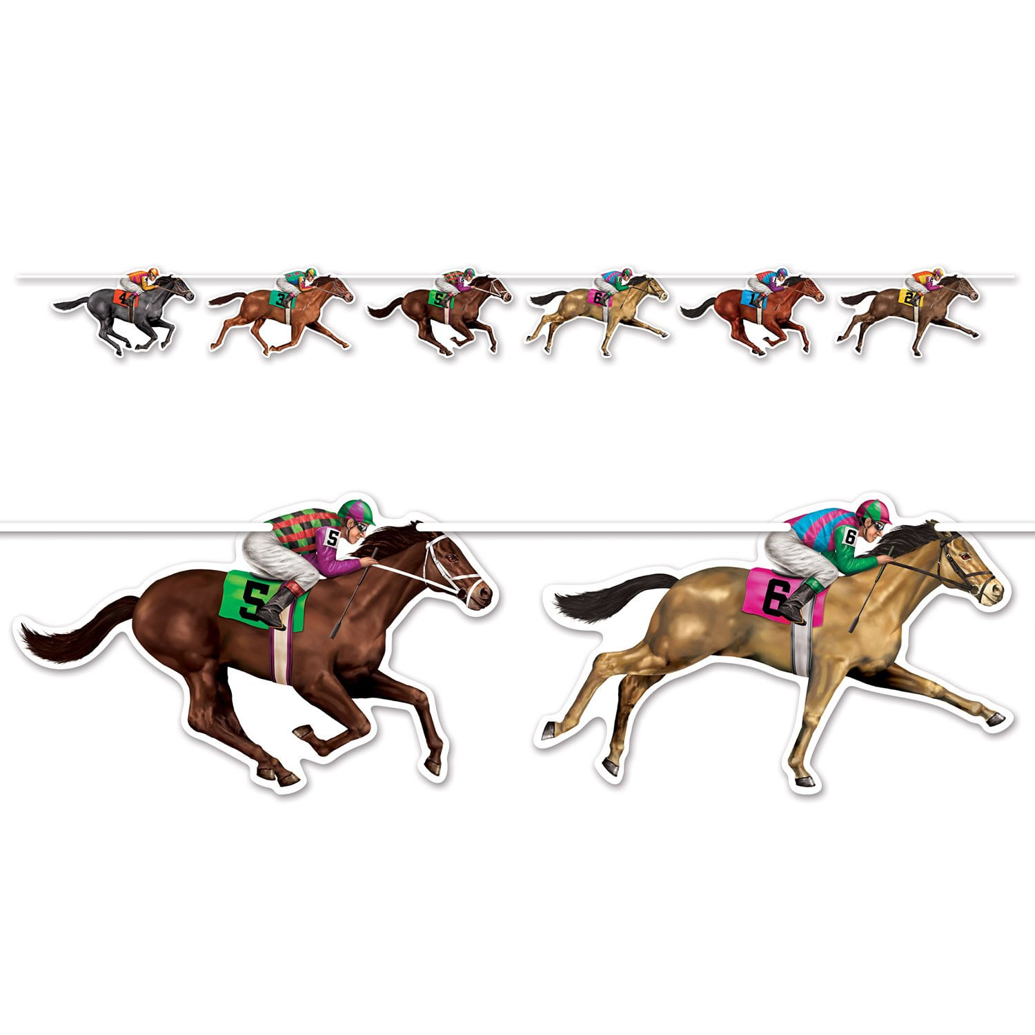 Streamer Beistle Horse Racing Com 6 Recortes De 10,5 Polegadas X 1,8 M