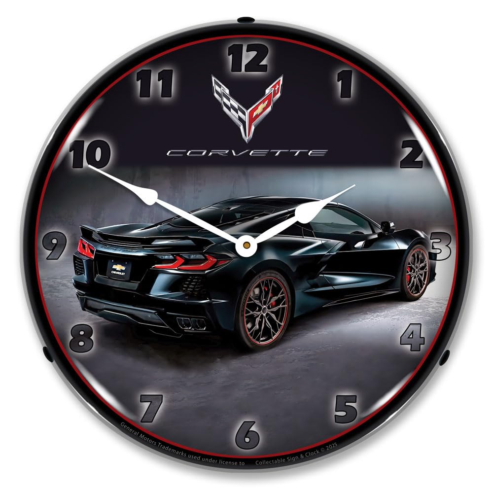 Reloj Coleccionable Con Letrero Y Luz Led C8 Corvette