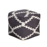 Puf De Acento Benzara Poby Blanco/gris Zig Zag En Lana 48x48x48 Cm