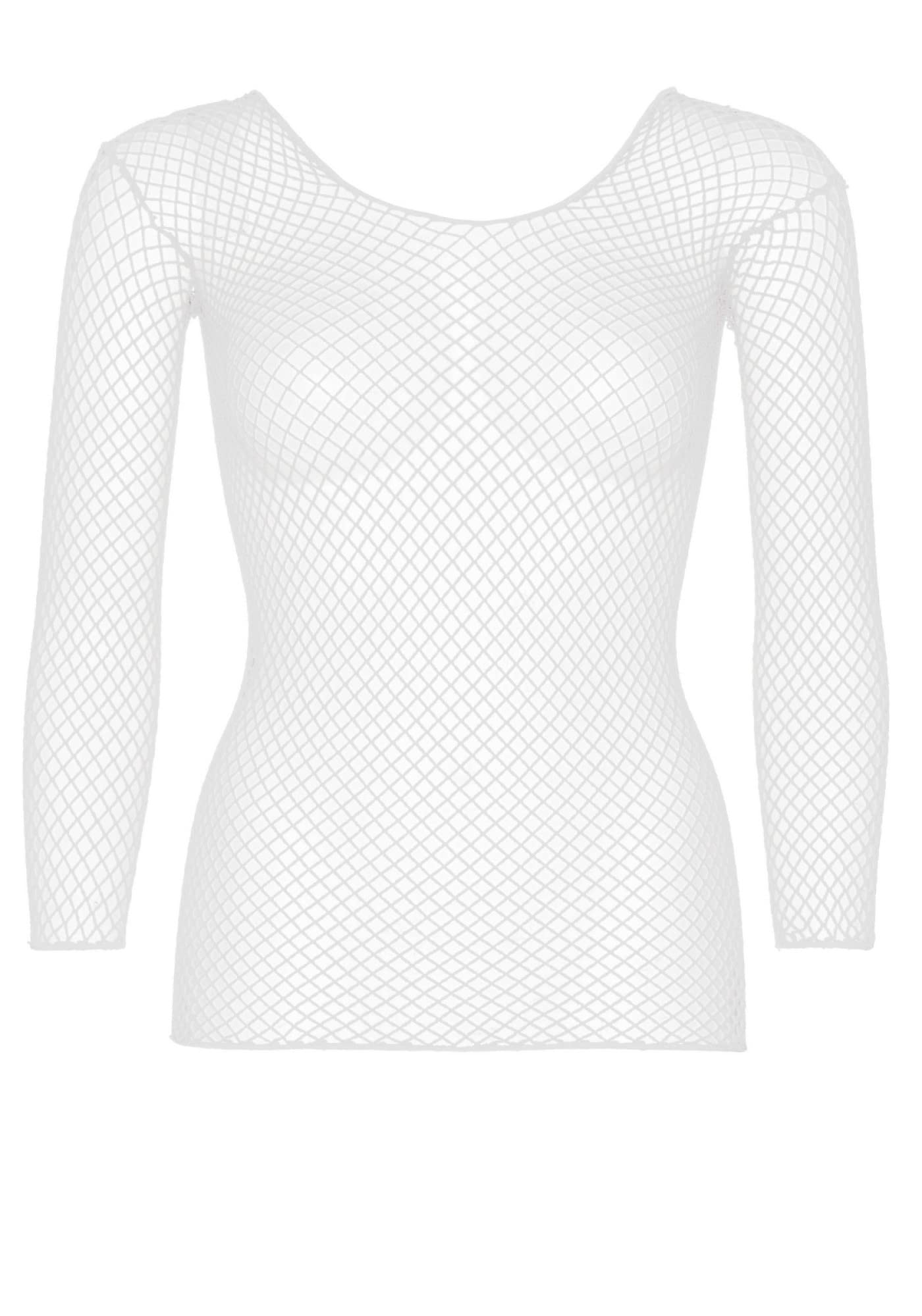 Camisa Leg Avenue De Manga Comprida Industrial Fishnet Branca