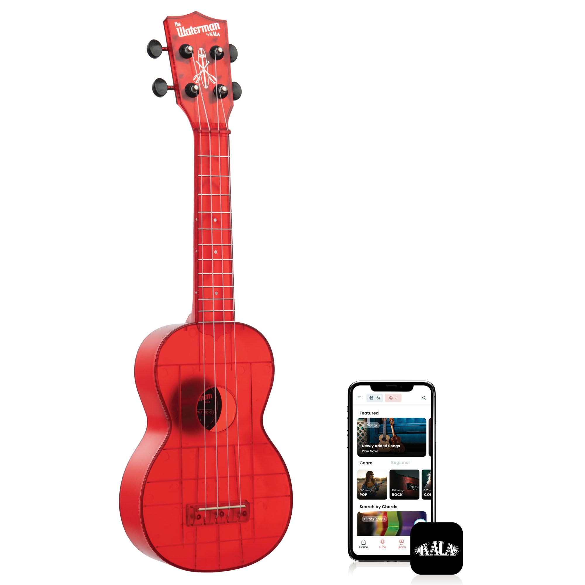 Ukulele Kala Maritime Rojo Soprano De 4 Cuerdas Serie Waterman