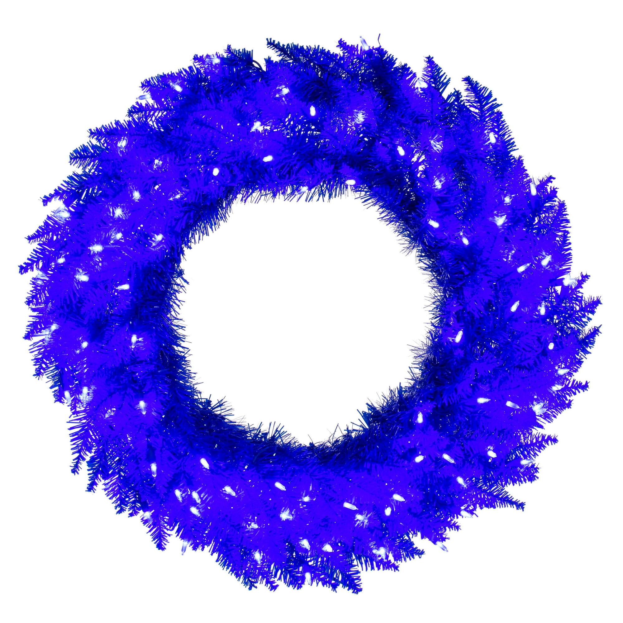 Corona Artificial Azul Pre-iluminada Vickerman De 30 Cm Con 100 Led