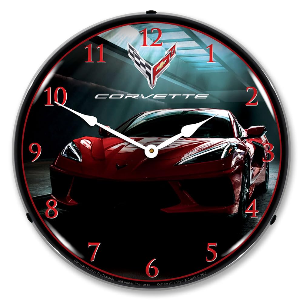 Reloj De Pared Coleccionable C8 Corvette Con Luz Led