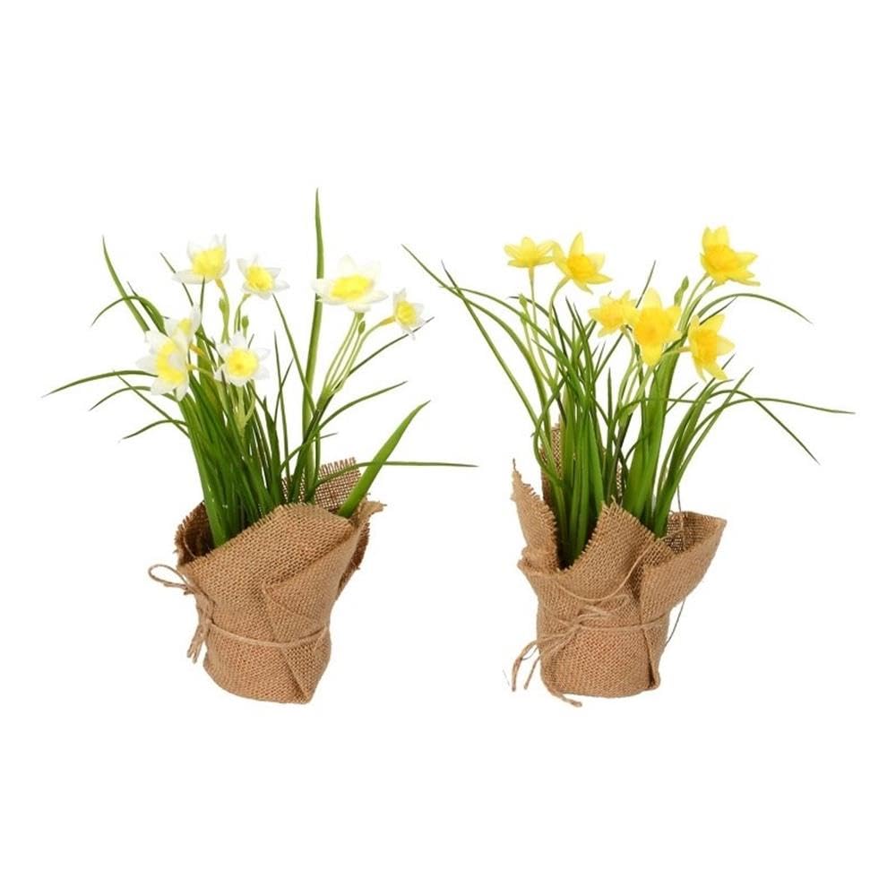 Narciso Artificial Vickerman De 10" Con Maceta De Arpillera