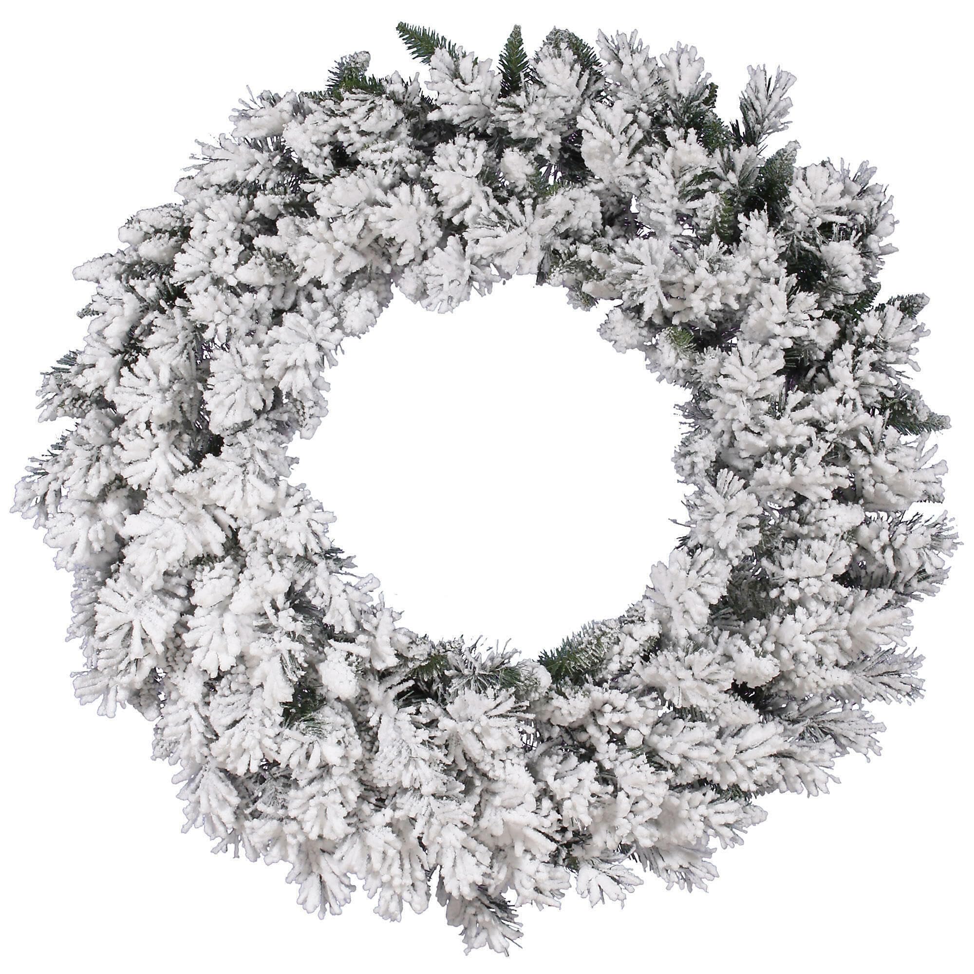 Corona Navideña Vickerman Con Nieve Artificial Flockeada Ridge 42 Cm Sin Luces