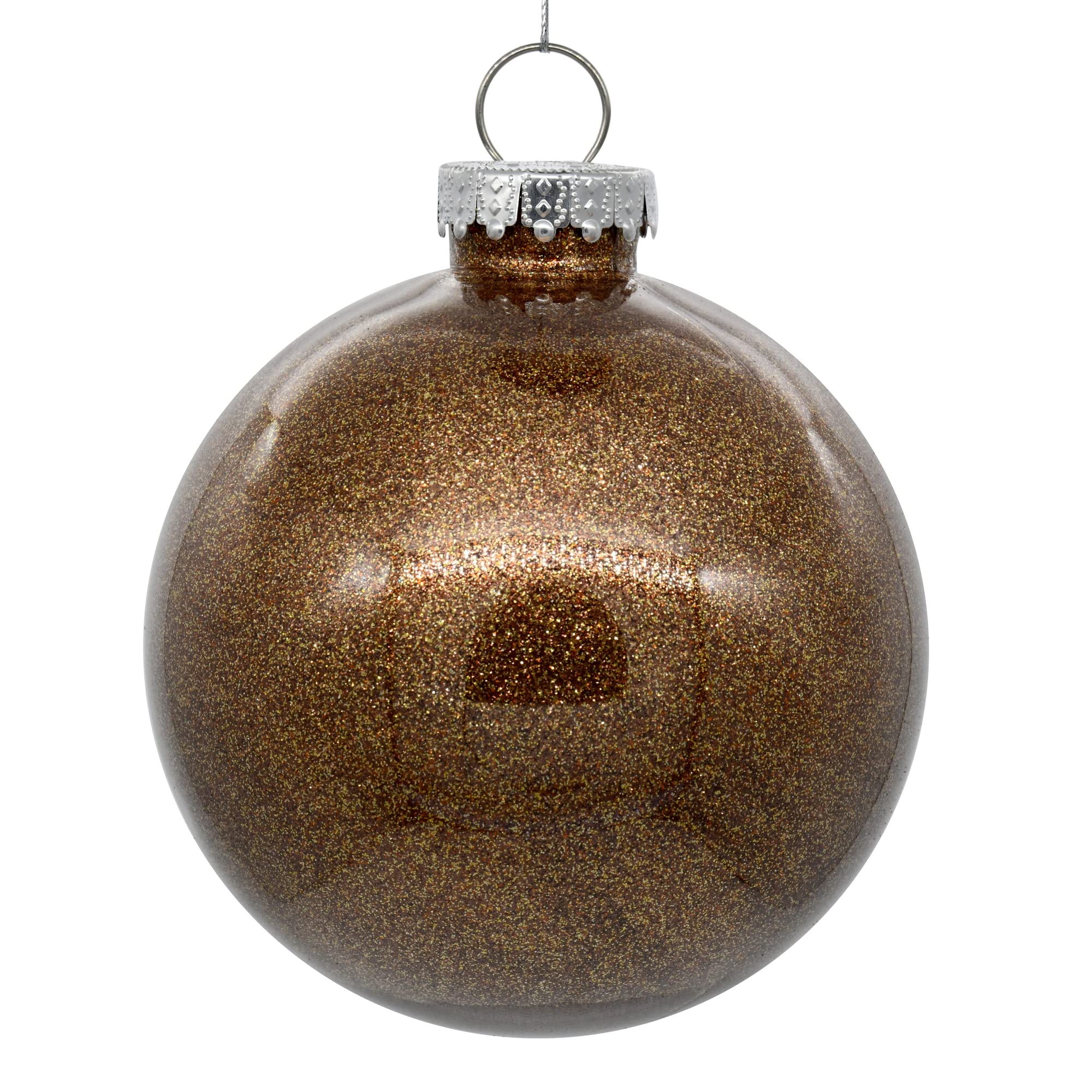 Enfeite De Natal Vickerman Clear Ball Com Mocha Glitter 6cm