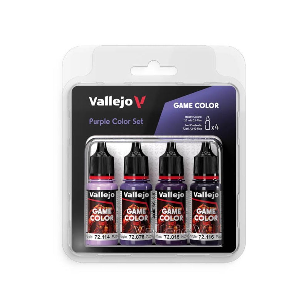 Conjunto Paint Vallejo Game Color Purple, 4 Garrafas De 18 Ml