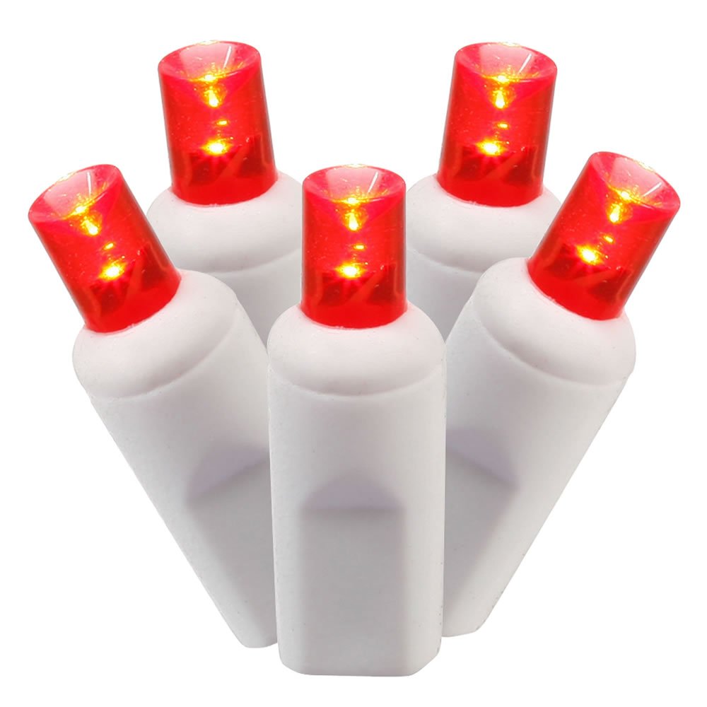 Conjunto De Luces Led Vickerman 100 Rojas De Ángulo Amplio En Cable Blanco