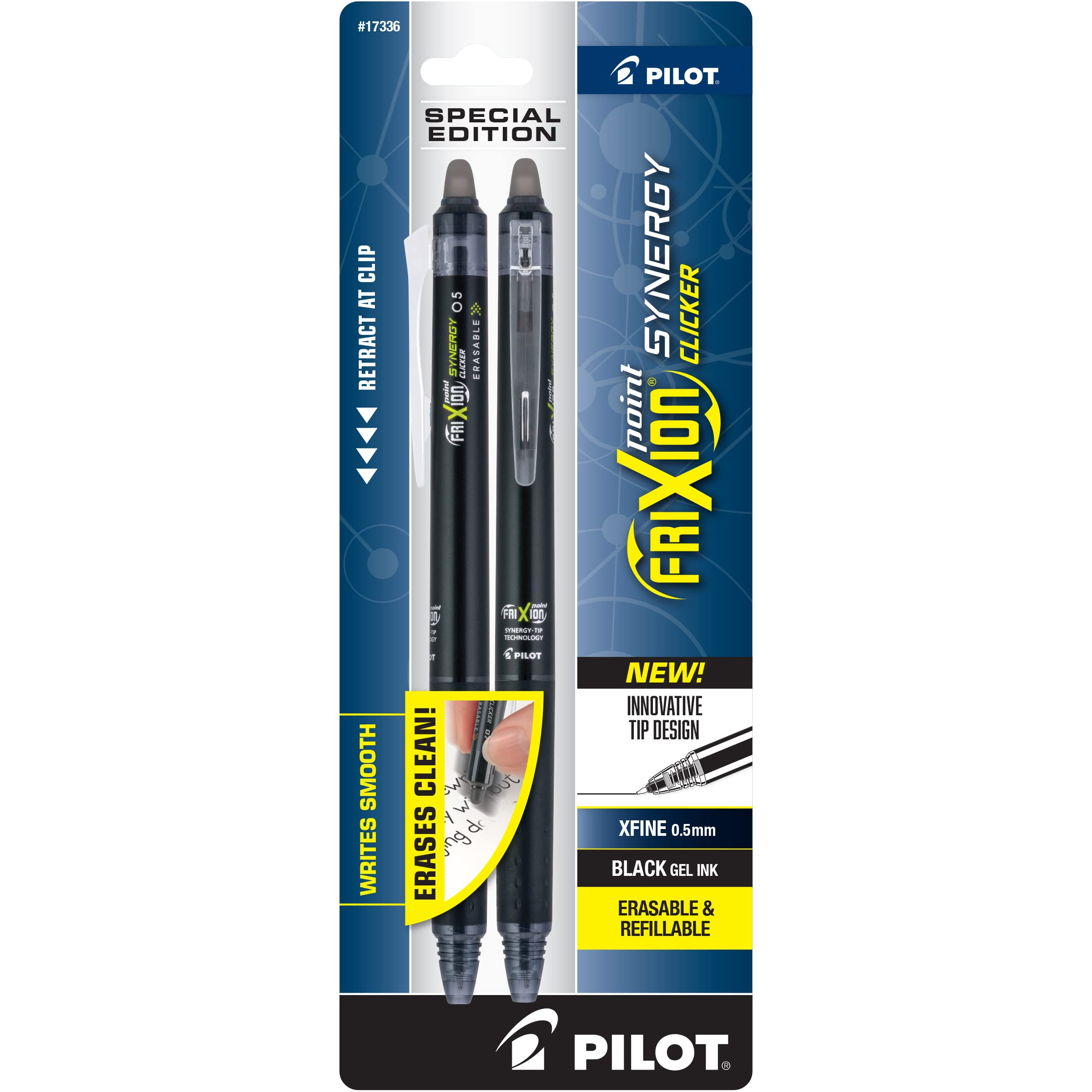 Canetas De Gel Pilot Frixion Synergy Clicker 0,5 Mm Pretas, Pacote Com 2