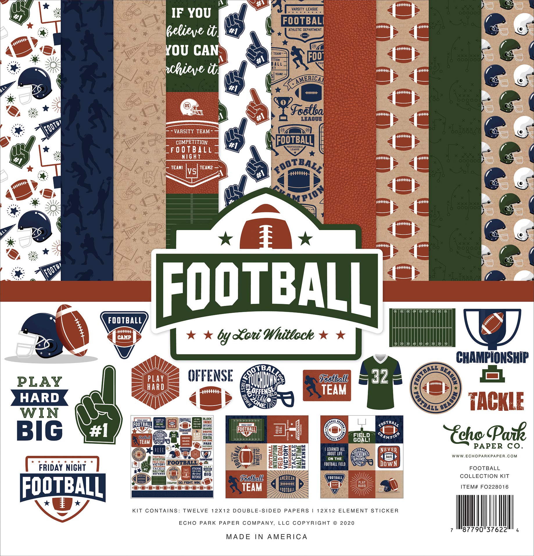 Kit De Papel Echo Park Paper Football Collection 30x30cm