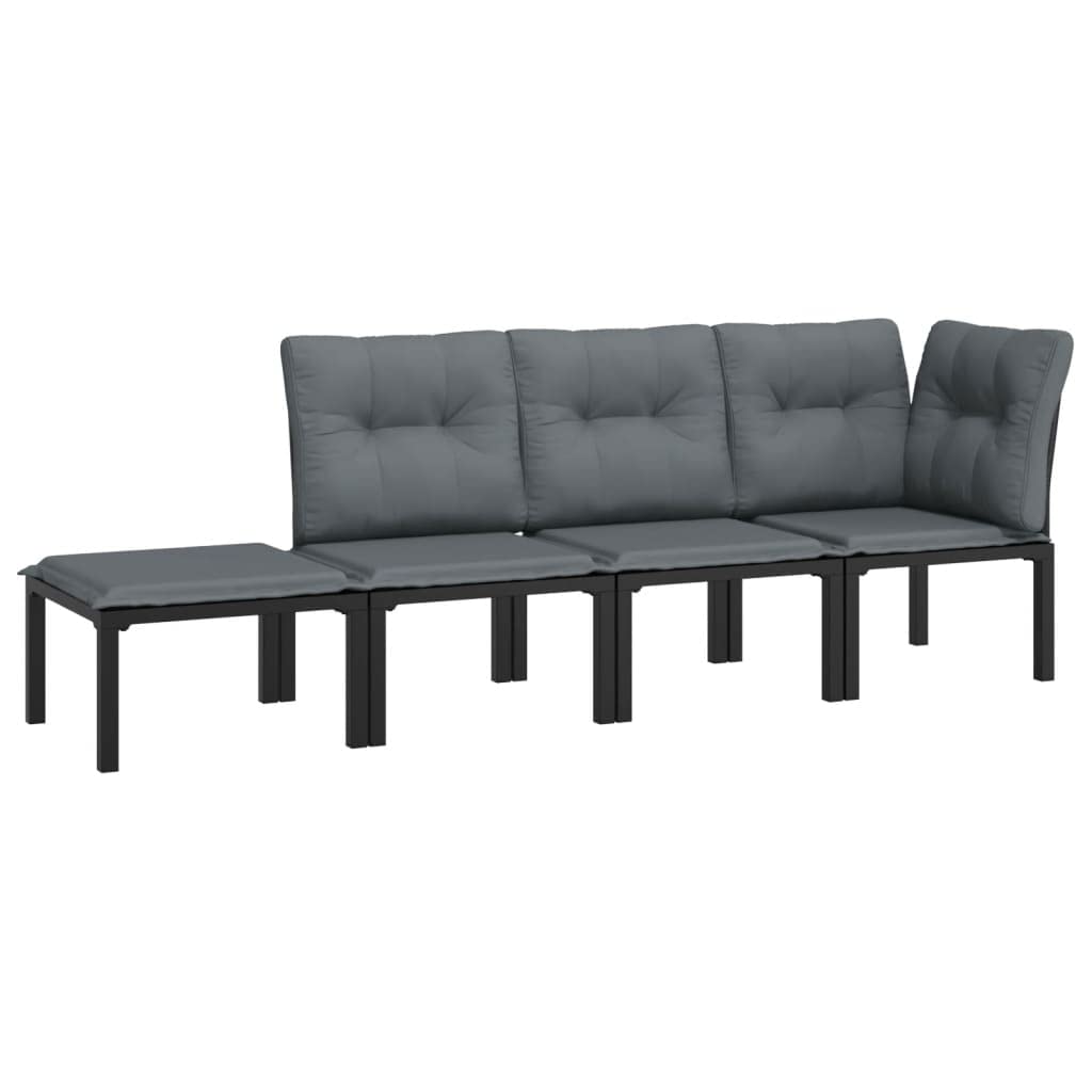 Conjunto De Lounge Para Patio Casafoyer Negro/gris En Polirratán 4 Piezas