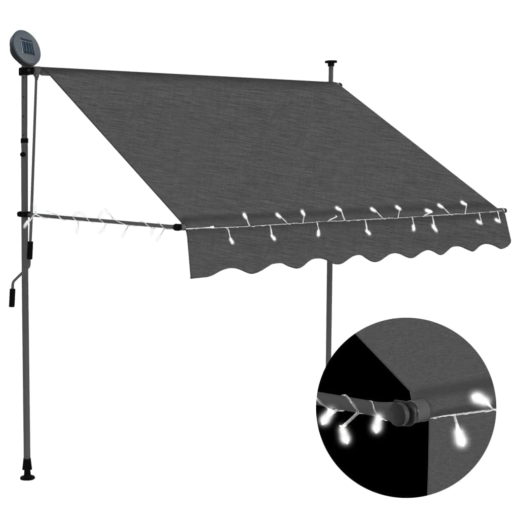 Toldo Retrátil Manual Para Exterior Vidaxl Com Led Solar 150x120 Cm