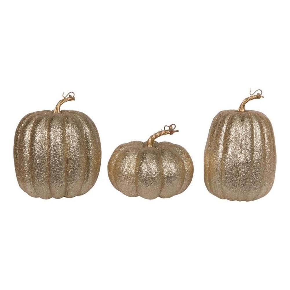 Set De Calabazas Decorativas Vickerman Champagne Variadas 3 Piezas