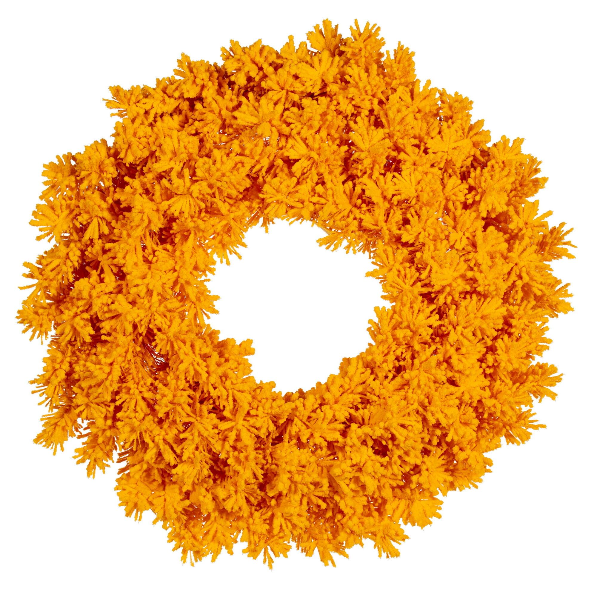 Corona Artificial Vickerman Con Flocado Amarillo 30 Cm Sin Luces