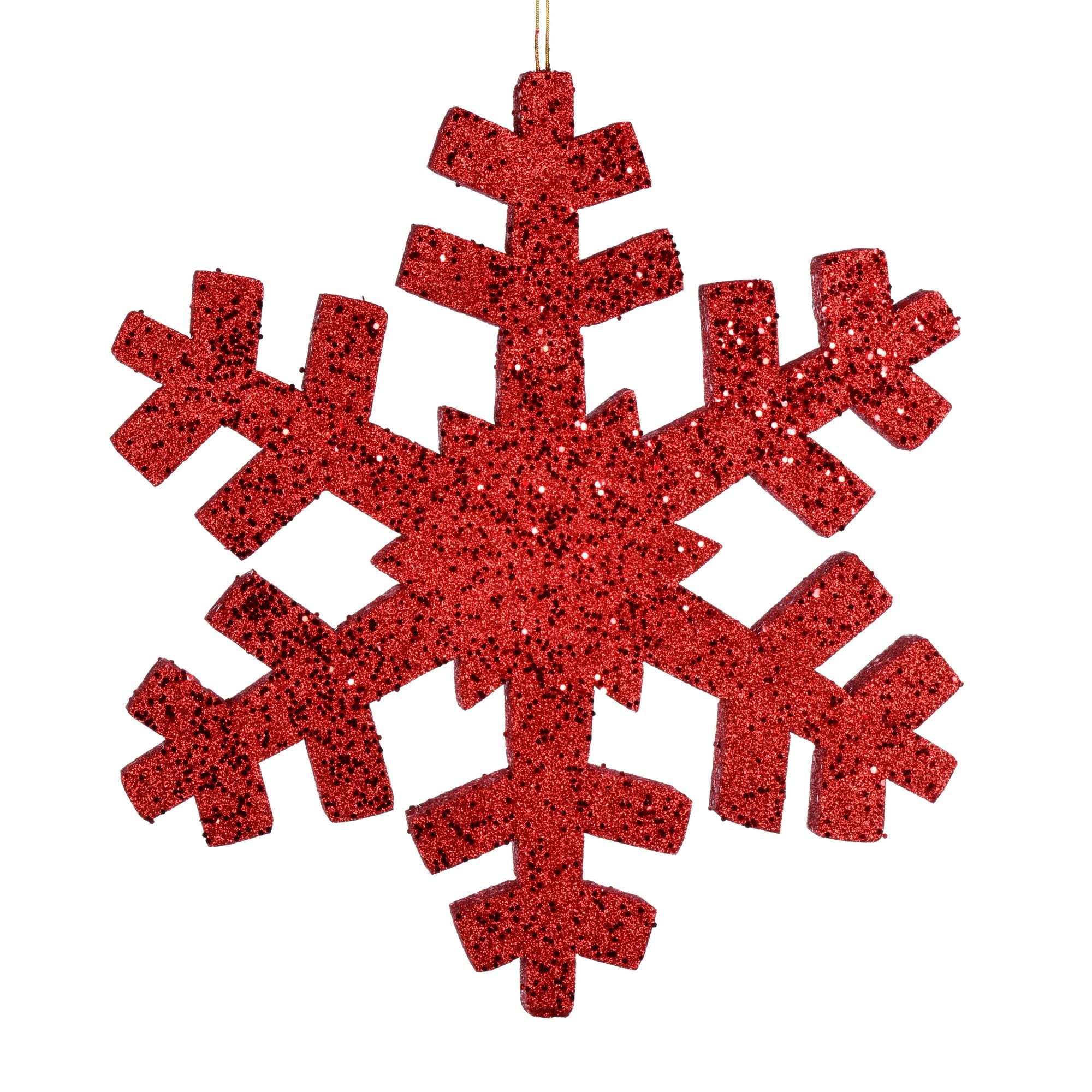 Floco De Neve Vickerman Com Glitter, 18 Cm, Vermelho, Dupla Face