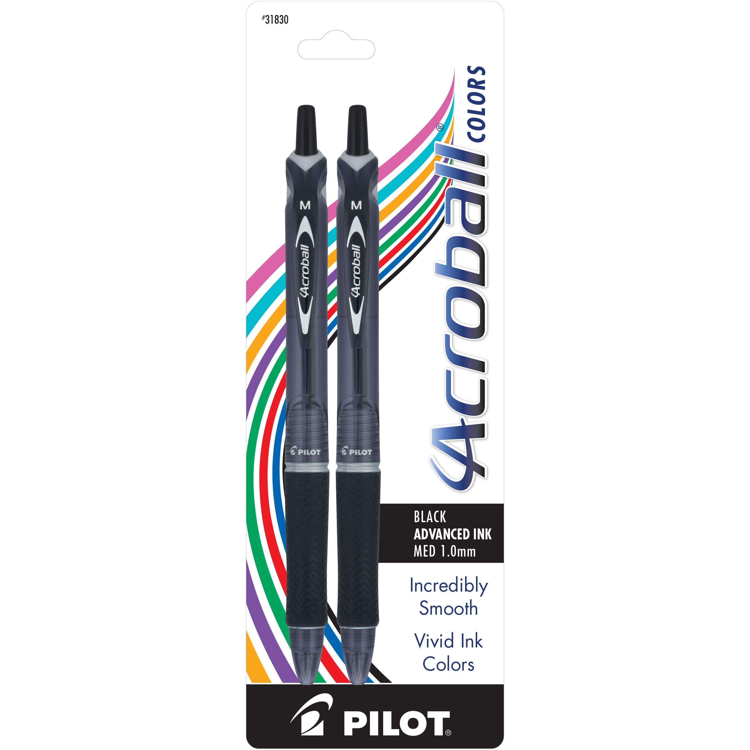 Canetas Esferográficas Pilot Acroball Colors Black Ink, Pacote Com 2
