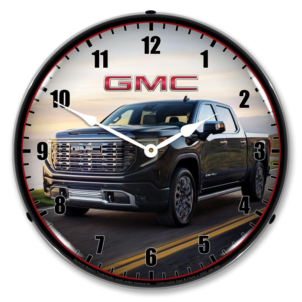 Reloj De Pared Coleccionable Con Letrero Y Reloj Led Gmc Sierra 2024