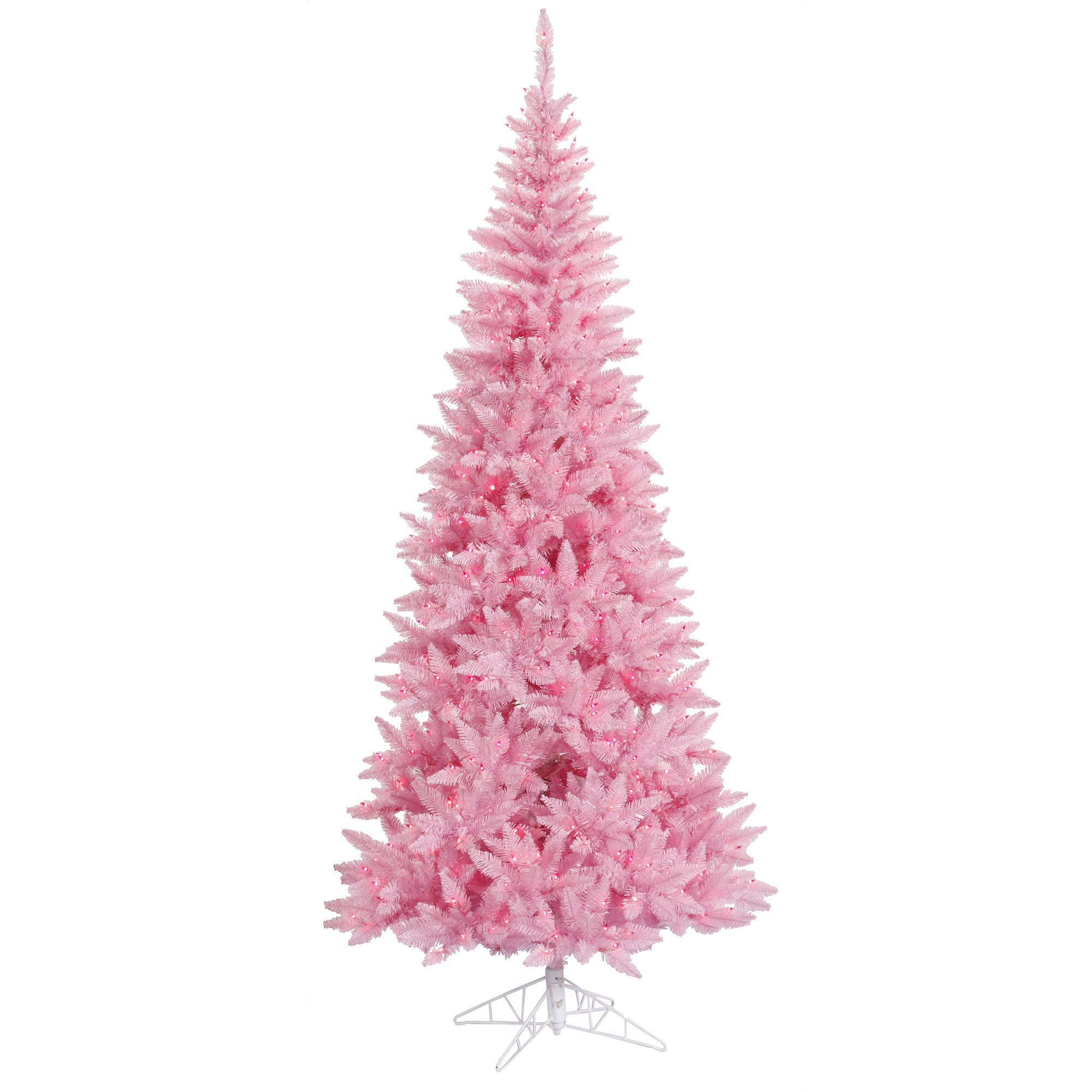 Árbol De Navidad Vickerman Pino Rosa Delgado 2m Con 240,000 Luces Led