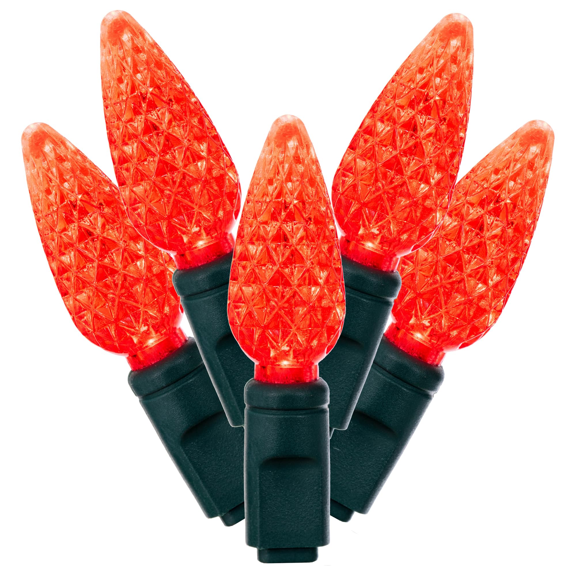 Conjunto De Luces Led Vickerman 100 Luces C6 Luces Rojas Con Cable Verde