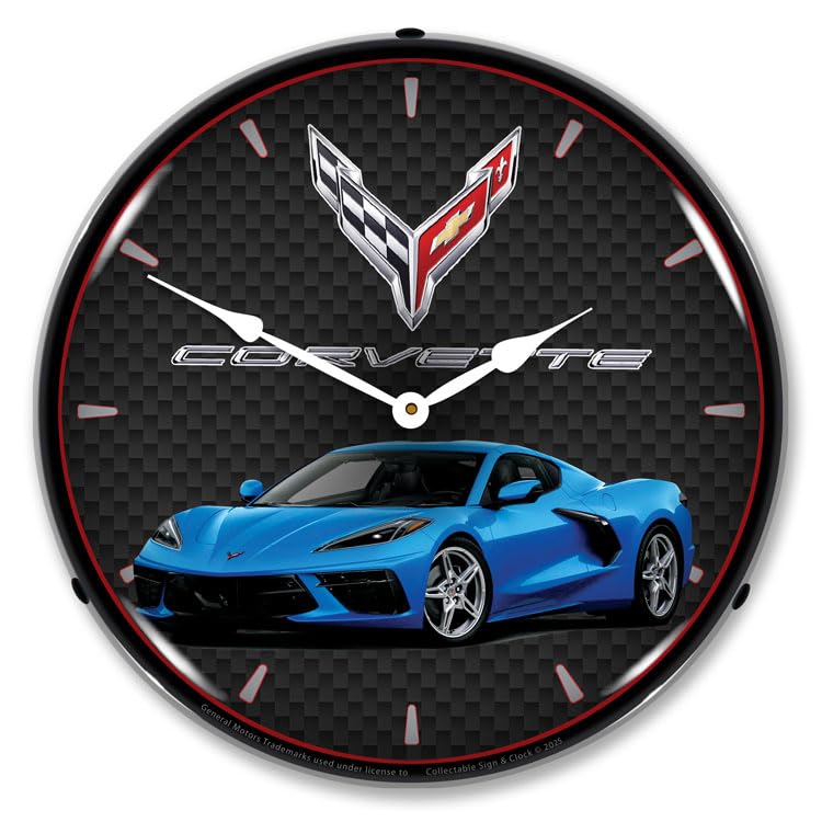 Reloj De Pared Coleccionable Y Letrero C8 Corvette Riptide
