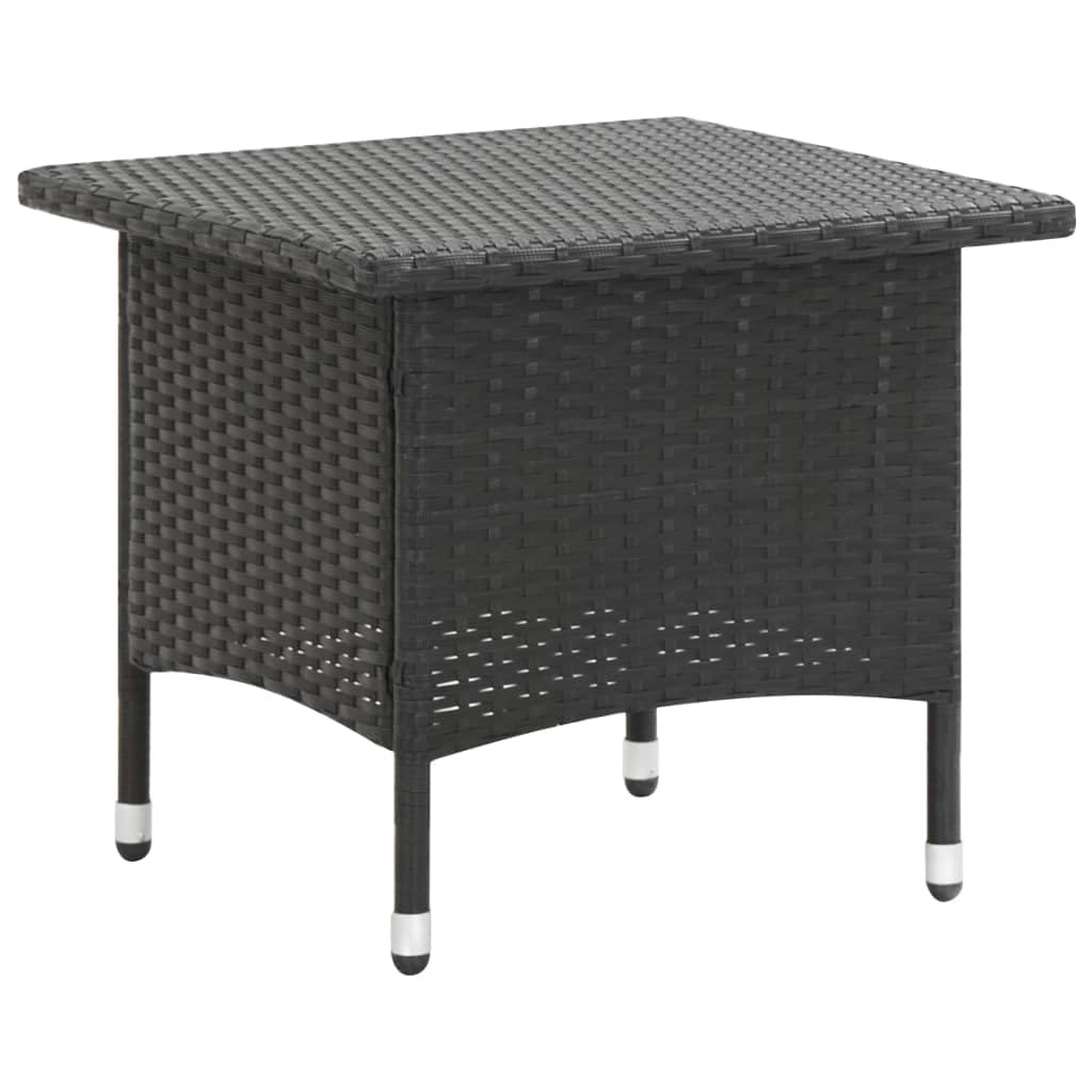 Mesa De Té Casafoyer De Ratán Polietileno Negro 50x50x47 Cm Con Madera Sheesham