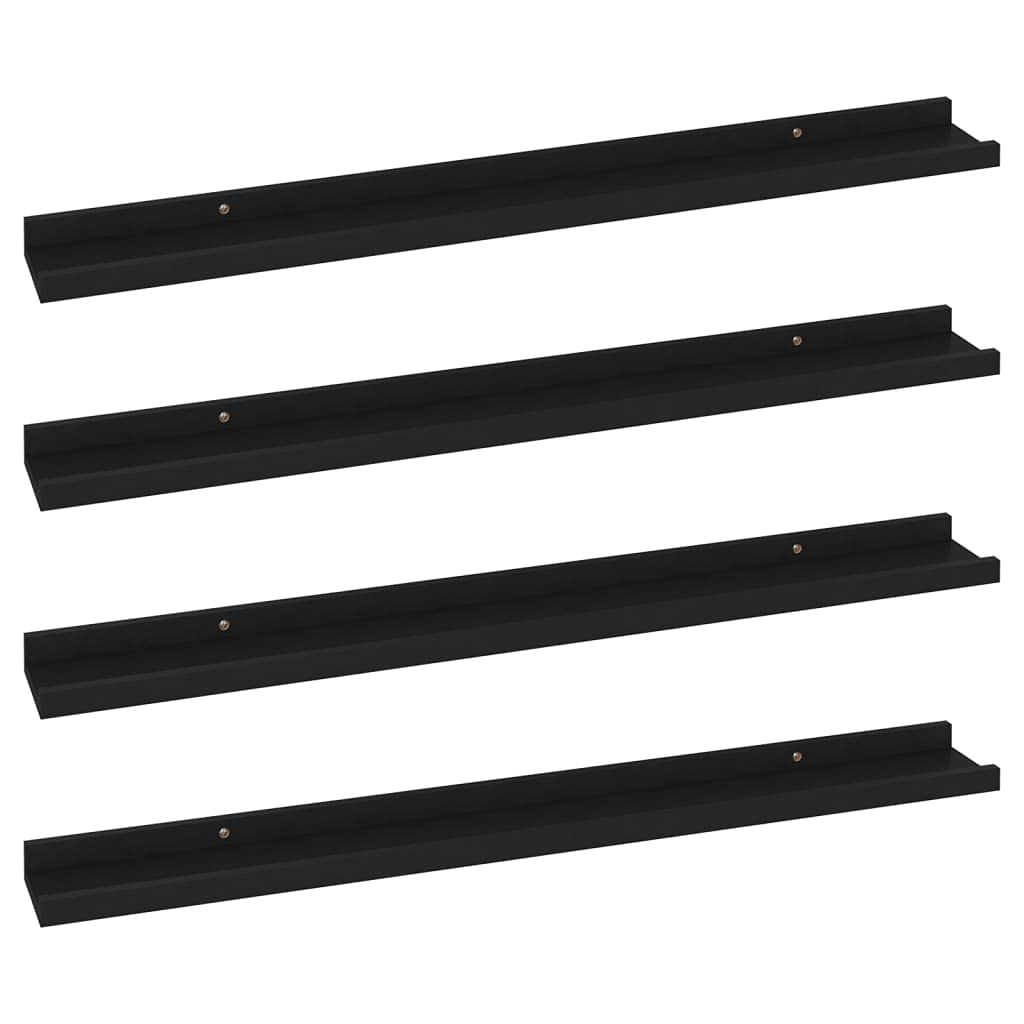 Prateleiras De Parede Casafoyer Black 4 Peças 80x9x3 Cm Mdf