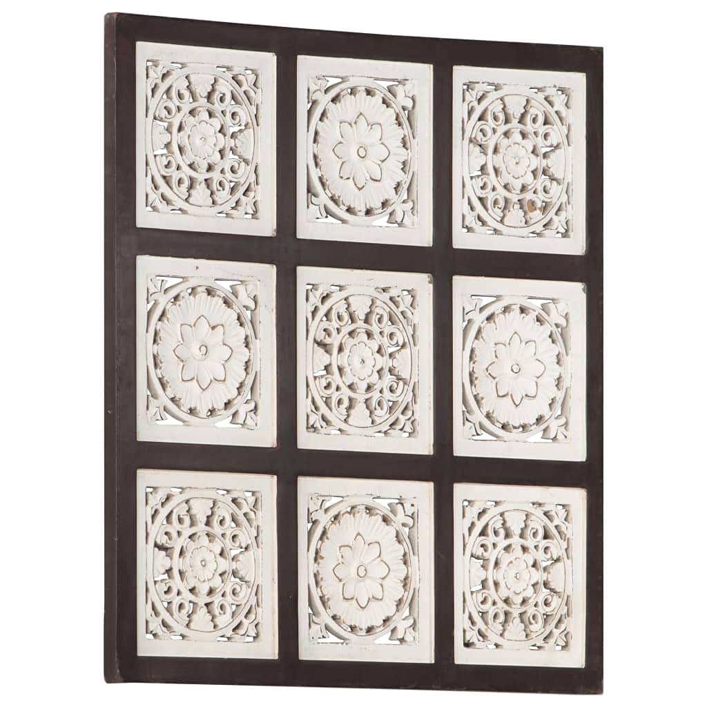 Panel De Pared Vidaxl Marrón/blanco Tallado A Mano Mdf 60x60x1,5 Cm