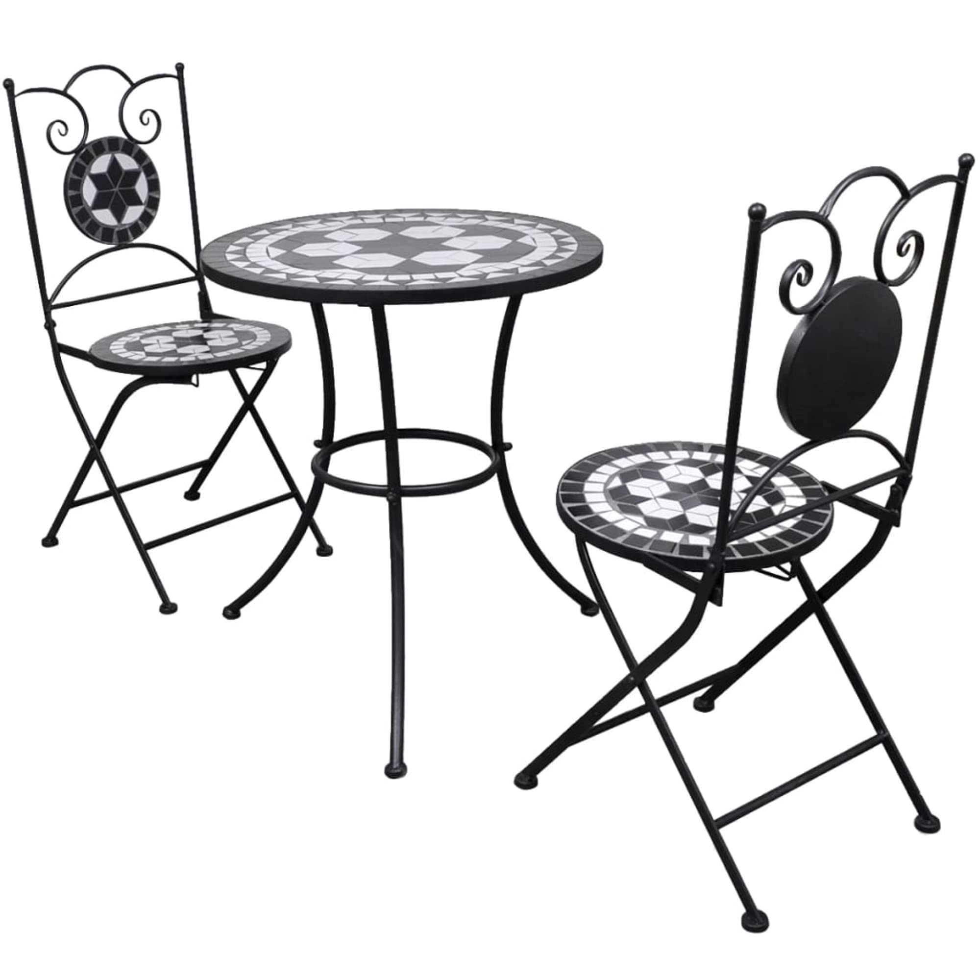 Set De Bistro Casafoyer 3 Piezas Con Azulejo Cerámico Negro/blanco