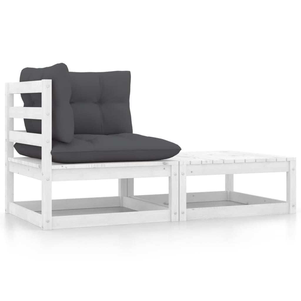 Conjunto De Lounge De Jardín Casafoyer En Madera De Pino Blanca Con Cojines