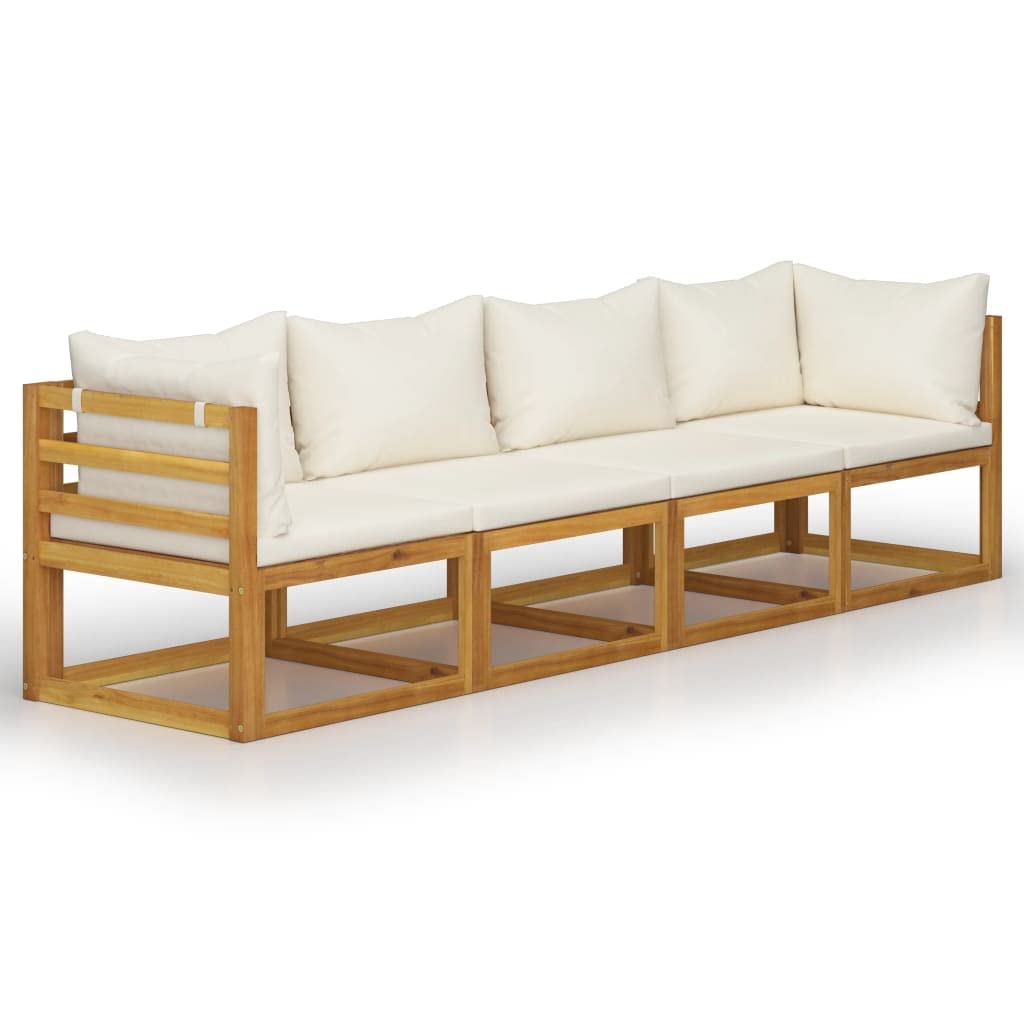 Conjunto De Lounge Para Jardín Casafoyer 4 Piezas Con Cojines De Madera De Acacia