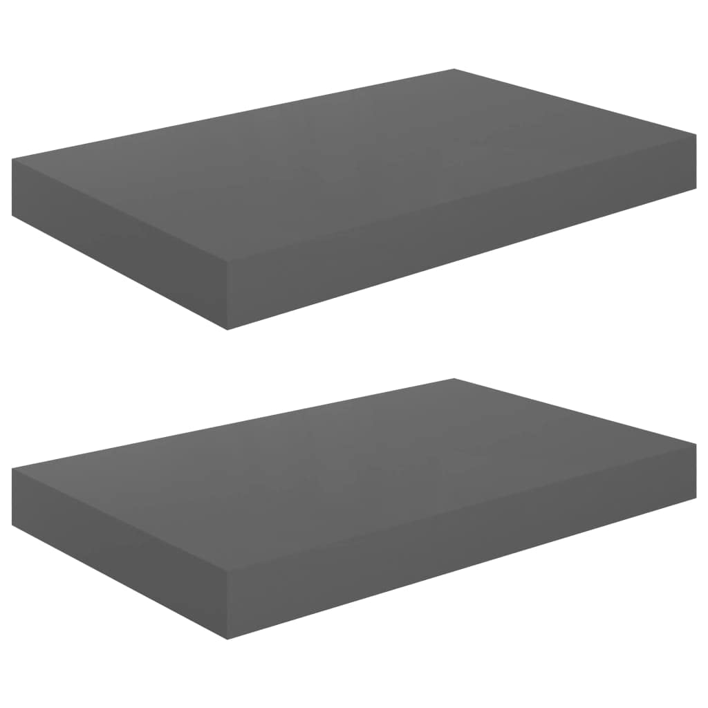Prateleiras De Parede Casafoyer High Gloss Grey 40x23x4cm Mdf 2 Peças