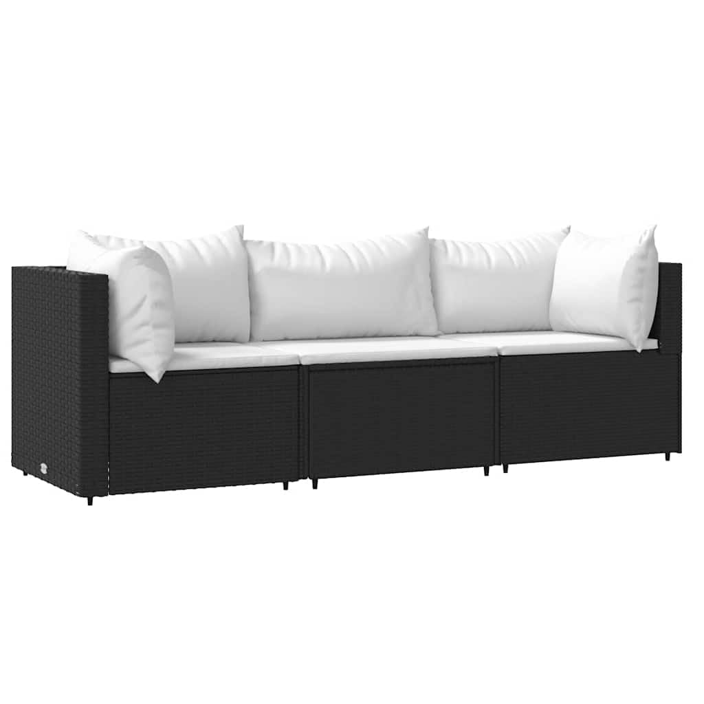 Conjunto De Lounge Para Patio Casafoyer 3 Piezas En Polirratan Negro