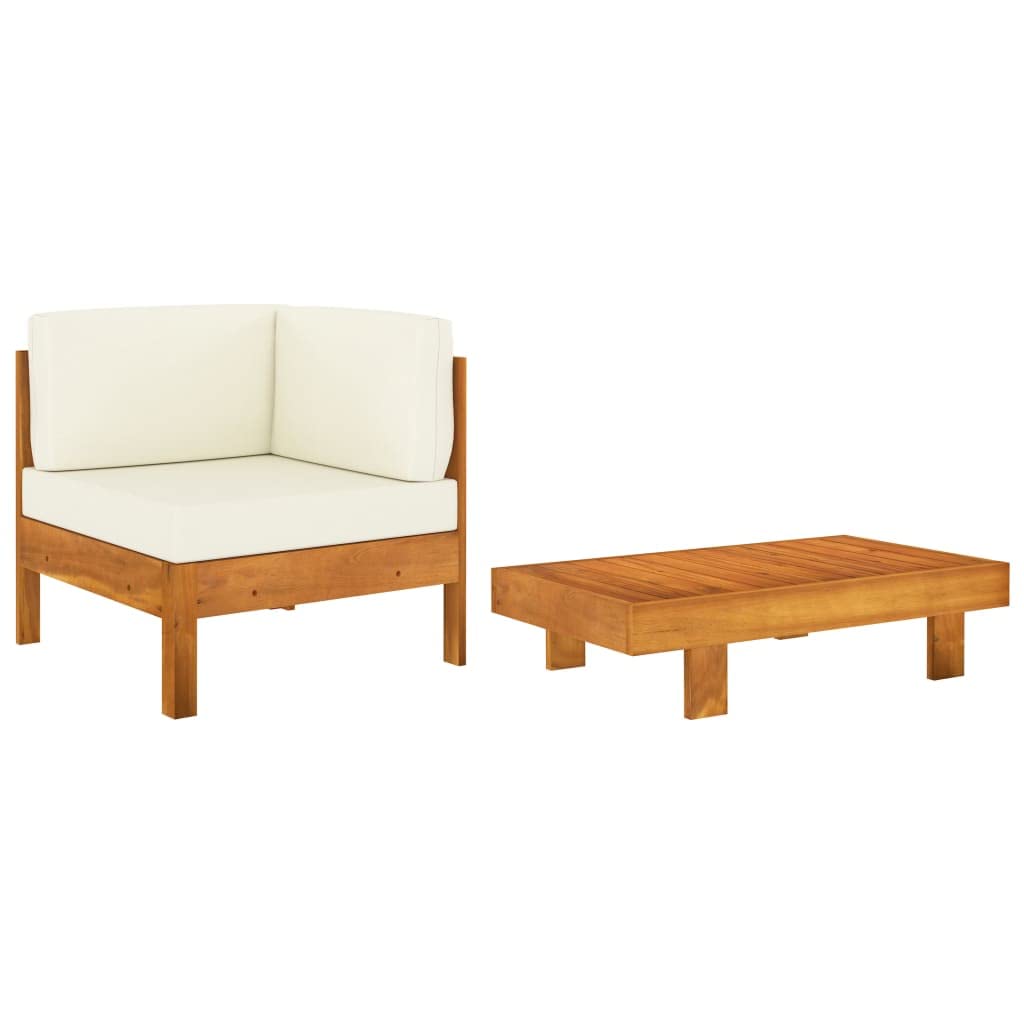 Conjunto De Lounge Para Jardín Casafoyer De Madera De Acacia Con Cojines Crema