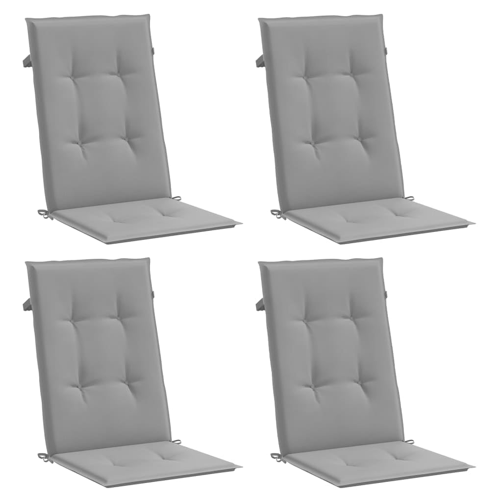 Set De 4 Cojines Para Silla De Respaldo Alto Vidaxl Para Jardín En Color Gris