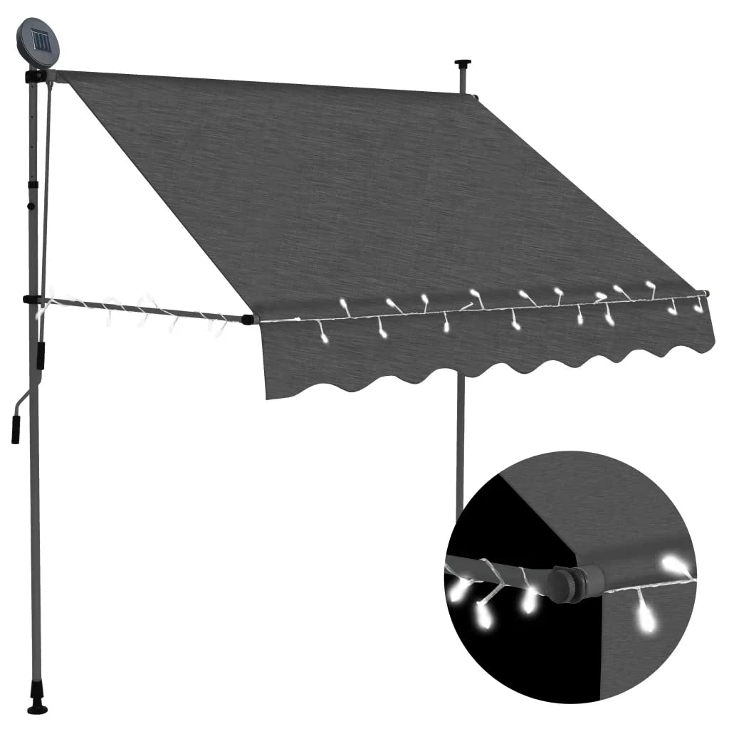 Toldo Retrátil Vidaxl Manual Com Led 200x120 Cm Antracita