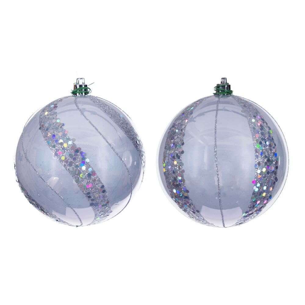 Set De Adornos Vickerman 4 Bolas Plateadas Con Perlas Y Lentejuelas