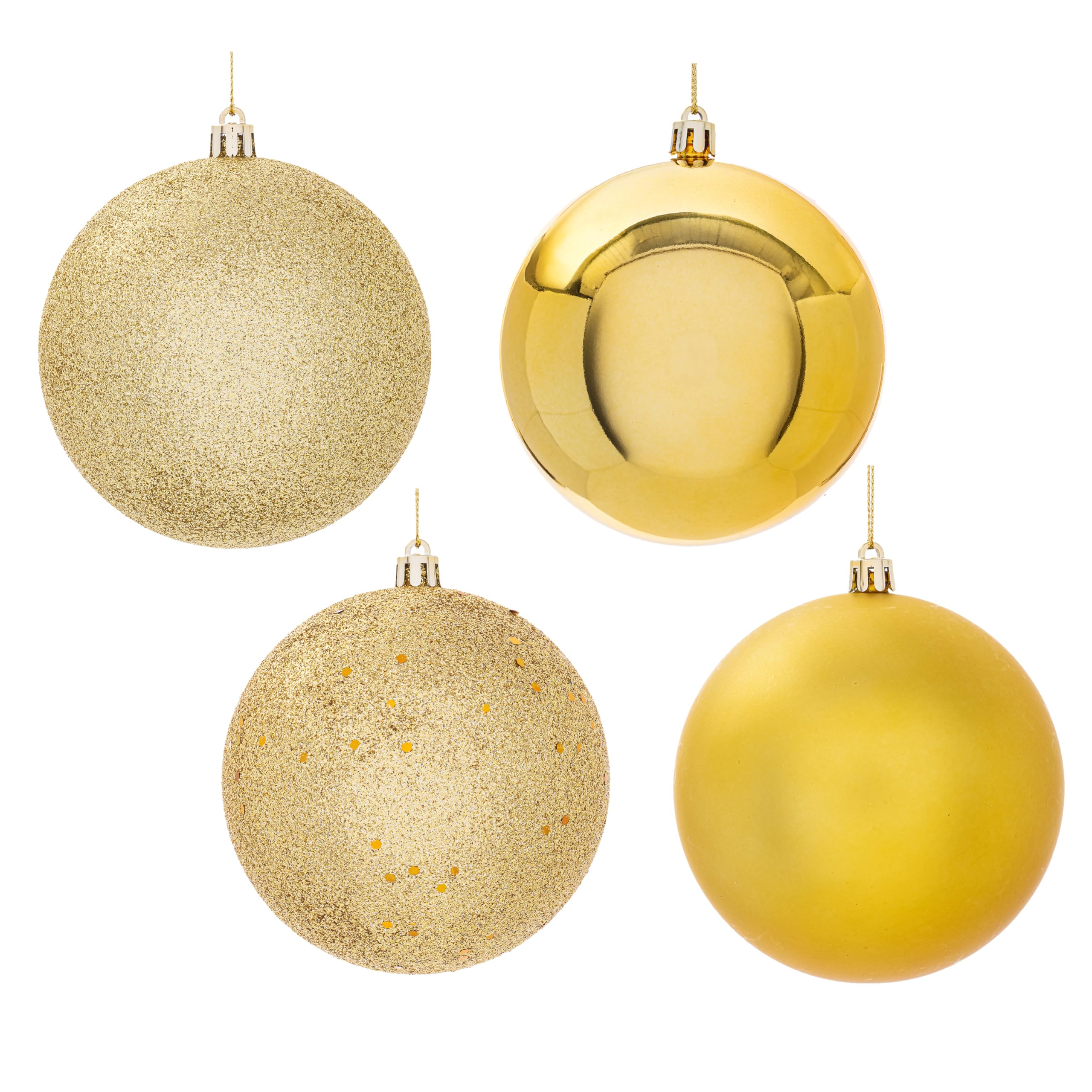 Set De Bolas De Adorno Navideño Vickerman 4 Acabados, 10 Cm, Dorado