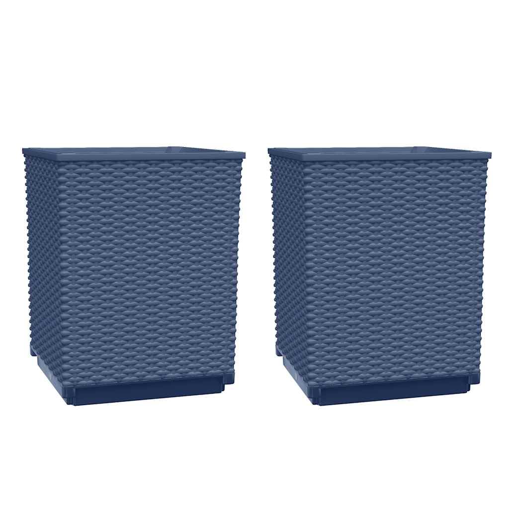 Set De 2 Macetas Casafoyer De Polipropileno Gris Oscuro 30x30x37 Cm