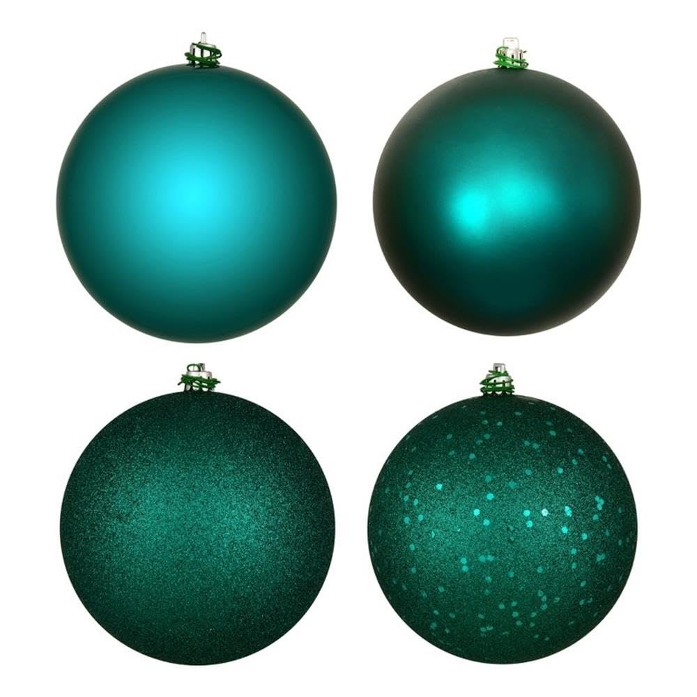 Set De Adornos Vickerman 8" Bola Acabado 4 - Verde Azulado Oscuro (paquete De 4)