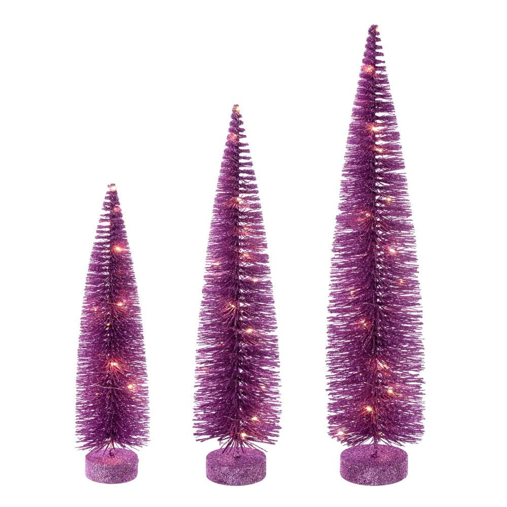Set De Árboles De Pincel Para Botella Vickerman Rosa Iluminados 16-20-24 Cm