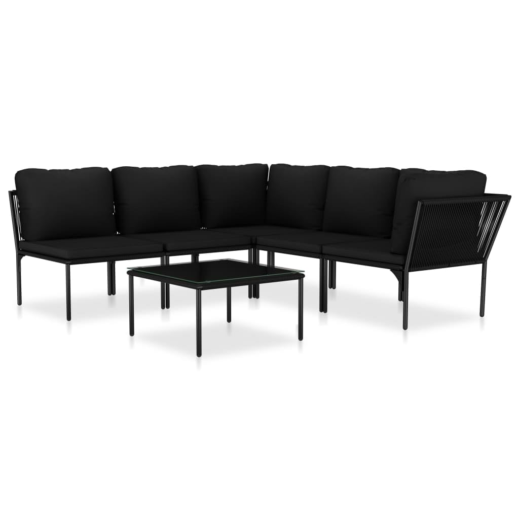Set De Muebles De Jardín Casafoyer De 6 Piezas En Pvc Negro Con Cojines