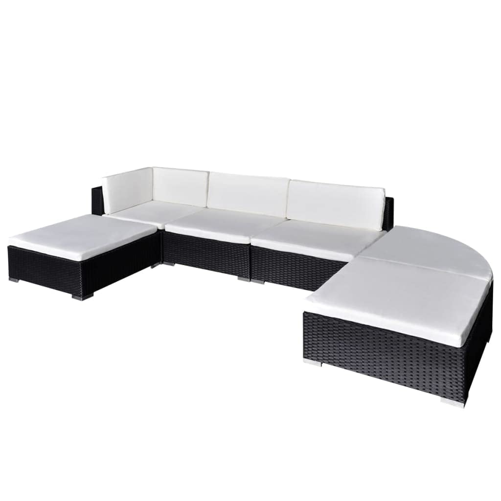 Conjunto Lounge De Jardín Casafoyer En Ratán Sintético Negro, 6 Piezas