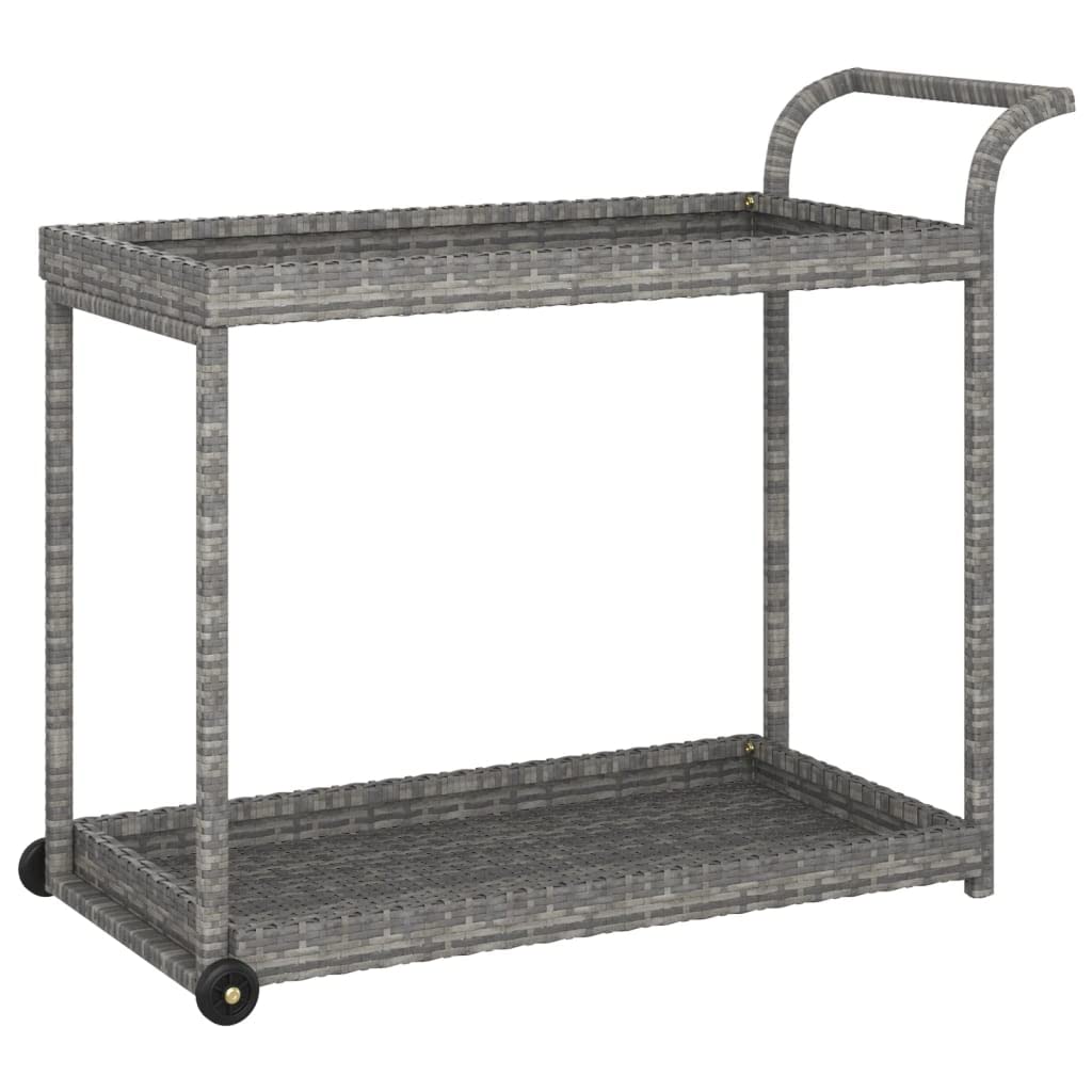 Carrito De Bar Vidaxl De Ratán Sintético Y Acero Gris 100x45x83 Cm Con Asa