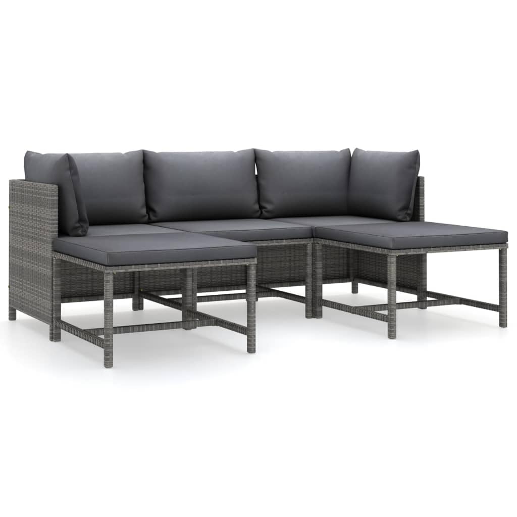 Conjunto De Lounge Para Patio Casafoyer De Poliratán Gris 6 Piezas