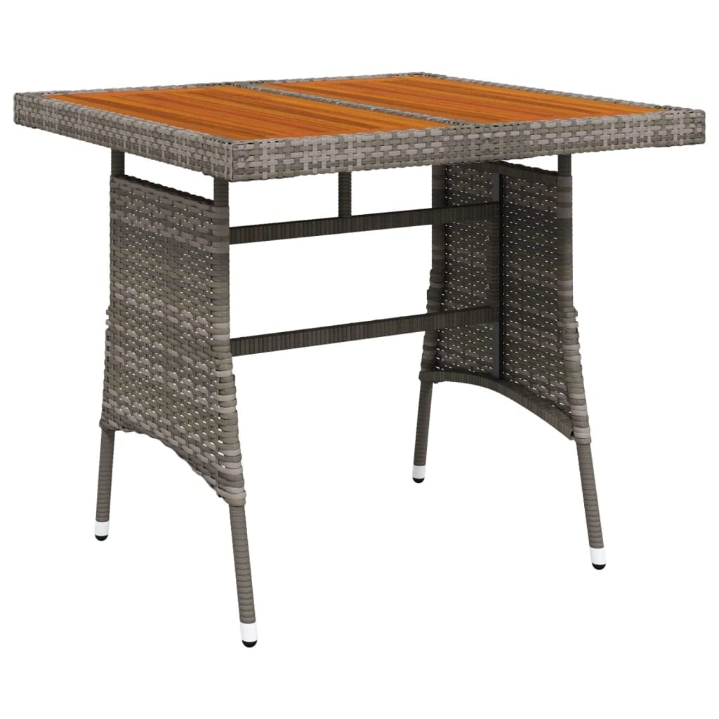 Mesa Para Patio Exterior Vidaxl En Ratán Pe Y Madera De Acacia Gris