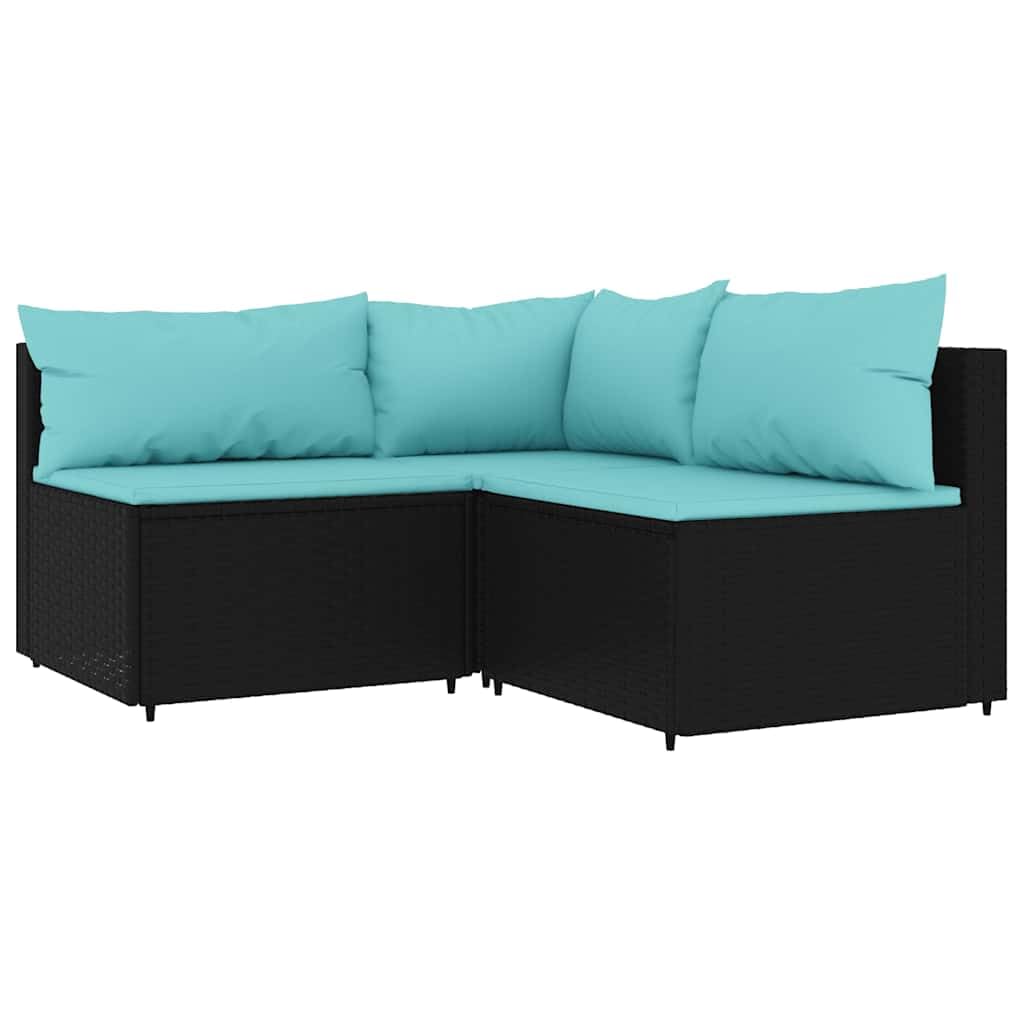 Conjunto De Lounge Para Patio Casafoyer 3 Piezas Poliratán Negro