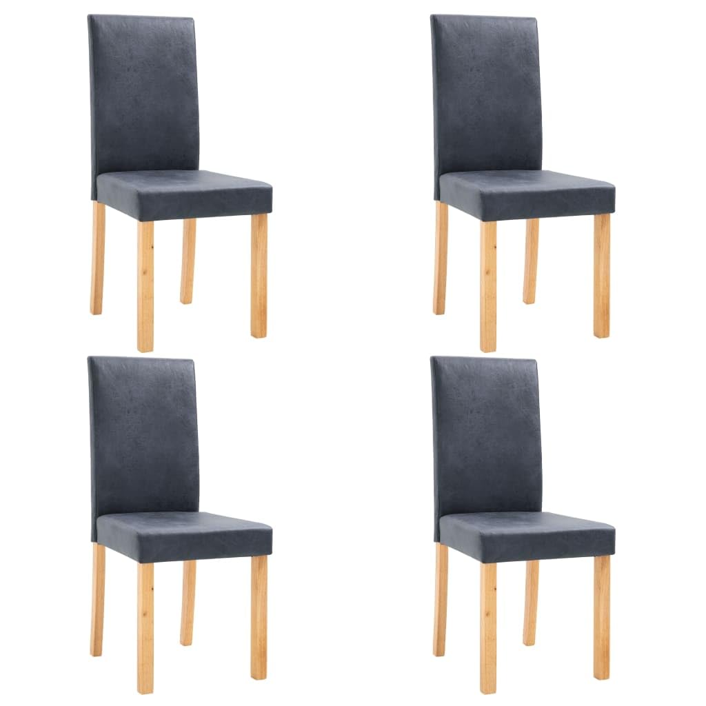 Set De 4 Sillas De Comedor Vidaxl En Imitación Ante Gris Elegante